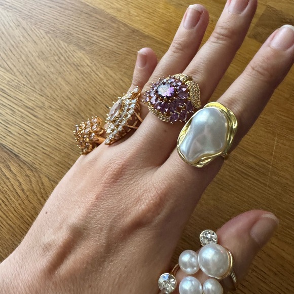 bundle Gold and Pearl Ring Set - Picture 2 of 6